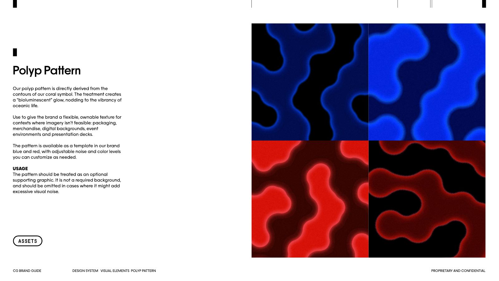The polyp pattern in Rally Red and Pelagic Blue