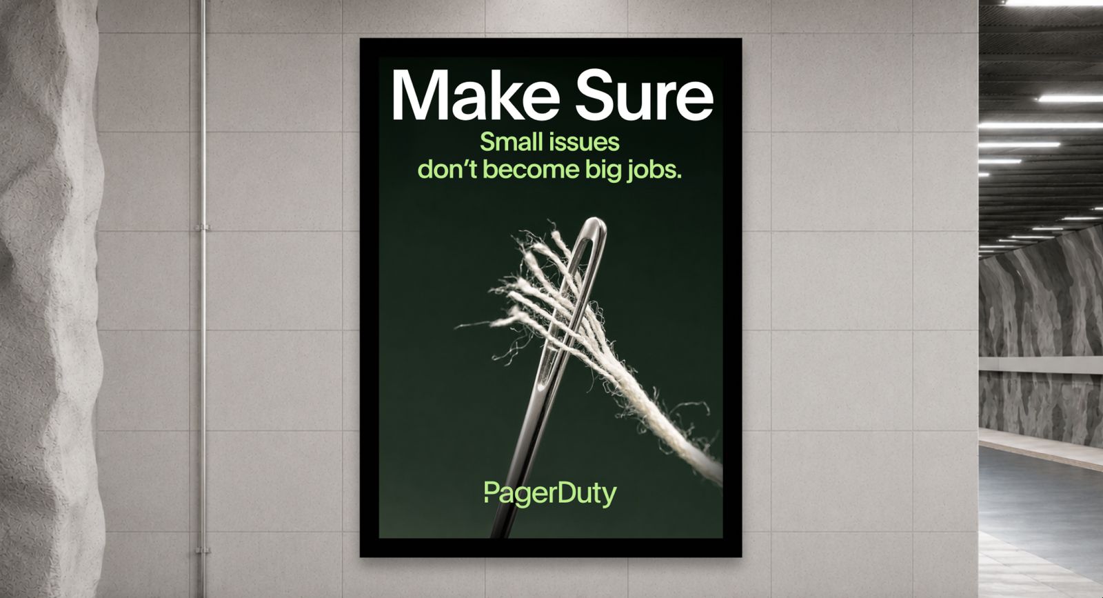 Poster: Make Sure small issues don't become big jobs, with a fraying thread